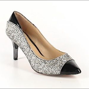 Antonio Melani Heather Grey Pumps with Patent Toe